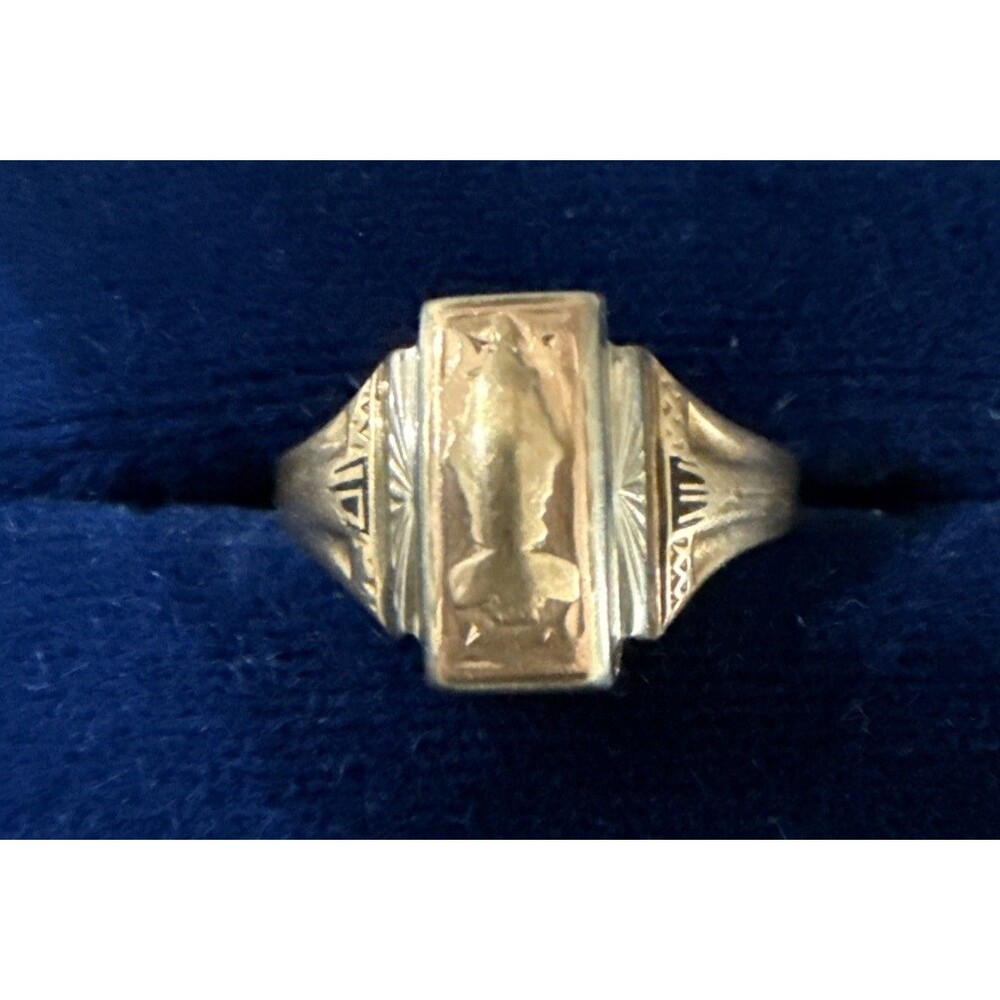 10K Gold Vintage Jostens High School Class Ring 3.08g & Sz 8.5 1940’s Style